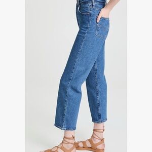 Levi's Ribcage Straight Ankle Jeans Women High Waist Button Fly Blue Denim 31